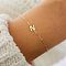 Simple Style Alloy Letter Link Bracelets, Cable Chain Jewelry for Women, Gold, Letter N, 7-7/8 inch(20cm)