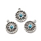 Dyed Synthetic Turquoise Sun Charms, with 304 Stainless Steel Settings, Stainless Steel Color, 14.5x12x3mm, Hole: 1.4mm