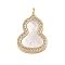 Brass Micro Pave Clear Cubic Zirconia Pendant, with Shell, Gourd, Real 18K Gold Plated, 21x13.5x2.5mm, Hole: 2x1.4mm