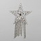Star Resin Hotfix Rhinestone, with Tassel, Iron on Patches, for Dress, Shoes, Garment Decoration, Silver, 135mm