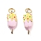 Real 18K Gold Plated Brass Enamel Pendants, with Jump Ring, Long-Lasting Plated, Cadmium Free & Lead Free, Ice Cream, Light Khaki, 18x6.5x6.5mm, Hole: 3.5mm
