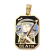 Ion Plating(IP) 304 Stainless Steel Enamel Pendants, Real 18K Gold Plated, Tarot Charm, Skeleton, 32x19.5x2mm, Hole: 7.5x4mm