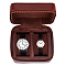 PU Imitation Leather Watch Boxes with Zipper, Rectangle, Coconut Brown, 13.2x12x7.7cm