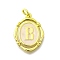 Brass Pendants, with Enamel, Oval with Letter, Real 18K Gold Plated, with Jump Ring, Letter B, 20x15~15.5x2mm, Hole: 3.5mm