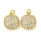 Rack Plating Brass Micro Pave Clear Cubic Zirconia Charms, with Jump Ring, Long-Lasting Plated, Lead Free & Cadmium Free, Real 18K Gold Plated, Square, 13x11x4.5mm, Hole: 3.5mm