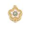 Brass Micro Pave Clear Cubic Zirconia Connector Charms, with Shell, Real 18K Gold Plated, Flower, 15.5x12x2.5mm, Hole: 1.2mm