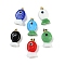 Handmade Lampwork Pendants, Fish Charms, with Rack Plating Golden Tone Brass Findings, Long-Lasting Plated, Mixed Color, 23~23.5x12~13x8~10mm, Hole: 4.4x3.8mm