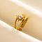 304 Stainless Steel Sun Cuff Rings, Love Design Glass Open Ring for Women Men