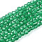 Glass Beads Strands, Faceted, Rondelle, Sea Green, 8x6mm, Hole: 1mm, about 63~65pcs/strand, 39~40cm