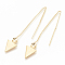 Brass Stud Earring Findings, Ear Threads, Triangle, Nickel Free, Real 18K Gold Plated, 90mm, 20.5x12mm, pin: 0.6mm, Tray: 5mm