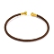 Braided Carbon Steel Wire Bracelet Making, with Golden Plated Brass End Caps, Coffee, 0.25cm, Inner Diameter: 2-3/8 inch(6.1cm)