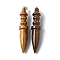 Natural Tiger Eye Pendants, with Brass Finding, Cone, 68.5~70.5x13.5~14.2mm, Hole: 6.5x4.5mm