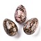 Natural Rhodonite Pendants, Easter Egg Stone, 39.5x25x25mm, Hole: 2mm