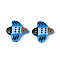 Printed Opaque Resin Beads, Bird, Royal Blue, 22~25x21.5~24.5x5~6mm, Hole: 1.2~1.4mm