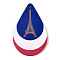 French Theme Printed Wood Pendants, Teardrop with Eiffel Tower, Medium Blue, 55.5x35x2.5mm, Hole: 1.6mm