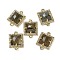 Natural Labradorite Faceted Square Links, Rack Plating Brass Micro Pave Clear Cubic Zirconia Connector Charms, Golden, 16x11.5x4.5mm, Hole: 1.4mm