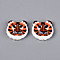 Printed Opaque Resin Beads, Tiger, Coral, 27x28x6mm, Hole: 1.4mm