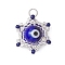 Beaded Star Eye Charms, Loom Pattern Glass Seed Beads Pendants, with Lampwork, Jump Rings, Midnight Blue, 17.5x15.5x8.5mm, Hole: 2.5mm
