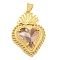 Rack Plating Brass Pendants, with Glass, Long-Lasting Plated, Cadmium Free & Lead Free, Strawberry Charms, Bisque, 30x21x6.5mm, Hole: 4x3.5mm