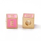 Rack Plating Brass Enamel Beads, Cadmium Free & Nickel Free & Lead Free, Real 18K Gold Plated, Cube with Letter, Pearl Pink, Letter.E, 6x6x6mm, Hole: 2.5mm