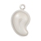 Brass Bell Pendants, Magatama, White, 28x16x17mm, Hole: 3mm