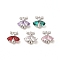 Glass Pendants, with Brass Findings, Moth, Real Platinum Plated, 11.5x11.5x4mm, Hole: 1.2mm