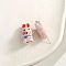 Handmade Porcelain Beads, Chinese Style Twelve Zodiac, with Cartoon Pattern, DIY Accessories, for Bracelet/Necklace and Keychain Decoration, Rabbit, 16x14mm
