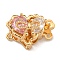 Brass Micro Pave Cubic Zirconia Box Clasps, Heart, Real 18K Gold Plated, 2-Strand, 4-Hole, Lavender Blush, 12.5x18x9mm, Hole: 1.2mm
