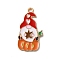 Thanksgiving Day Golden Tone Alloy Enamel Pendants, Pumpkin with Gnome, 27x14.5x1.5mm, Hole: 1.8mm