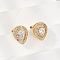 Brass Micro Pave Clear Cubic Zirconia Clip-on Earrings, Lead Free & Cadmium Free, Long-Lasting Plated, Real 18K Gold Plated, Teardrop, 15x11.5mm