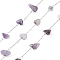 Handmade Natural Amethyst Chip Beads Chain, with 304 Stainless Steel Paperclip Chains, Soldered, with Spool, Stainless Steel Color, 5.5~10x2.5~5x2~3mm