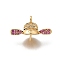 Brass Micro Pave Cubic Zirconia Cup Peg Bails, For Half Drilled Beads, Cadmium Free & Nickel Free & Lead Free, God of Wealth's Hat, Real 18K Gold Plated, 11.5x19x8mm, Hole: 1.6mm, Pin: 1mm