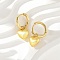 Brass Pendants Hoop Earrings, Heart, Real 18K Gold Plated, 22.5x9.5mm