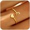 Brass Cuff Rings, Heart and Letter, Golden, Letter E, Inner Diameter: 17~19mm