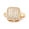 Brass Micro Pave Clear Cubic Zirconia Box Clasps, Square, Real 18K Gold Plated, 17x10x6.5mm, Hole: 1.2mm