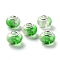 Two Tone Resin European Beads, Rondelle Large Hole Beads, with Platinum Tone Alloy Double Cores, Lime, 14x9mm, Hole: 5mm