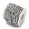 304 Stainless Steel Textured Oval Link Chains, Unwelded, with Spool, Stainless Steel Color, 15x6.5x3mm