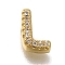 Rack Plating Brass Micro Pave Clear Cubic Zirconia Beads, Long-Lasting Plated, Cadmium Free & Lead Free, Real 18K Gold Plated, Letter L, 9x6x3mm, Hole: 0.8mm