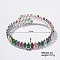 Elegant Brass Pave Colorful Cubic Zirconia Rhombus Open Cuff Bracelet for Women, Platinum, Inner Diameter: 2 inch(5.1cm)