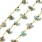 Handmade Natural Amazonite Chip Beaded Chains, Soldered, with Rack Plating Brass Findings, Long-Lasting Plated, Lead Free & Cadmium Free, with Spool, Real 18K Gold Plated, 3~8x2~4x3~4mm