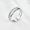 925 Sterling Silver Pave Cubic Zirconia Finger Rings, Double Row, Platinum, Inner Diameter: 18mm