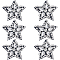 6Pcs Star Appliques, Glass Rhinestone & Cloth Sew on Ornament Accessories, Sewing Craft Decoration, Crystal, 44.5x45x7.5mm