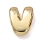 Brass Beads, Long-Lasting Plated, Rack Plating, Lead Free & Cadmium Free, Real 18K Gold Plated, Letter V, 21x16.5x7mm, Hole: 18x4mm