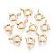 Brass Spring Ring Clasps, DIY Jewelry Fastener Hook, Nickel Free, Real 18K Gold Plated, 10x7x2mm, Hole: 1.5mm