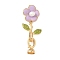 Flower Brass Enamel Fold Over Clasps, with Freshwater Pearl, Real 18K Gold Plated, 41.5mm