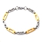 201 Stainless Steel Link Chain Bracelets, with 304 Stainless Steel Clasps, Golden & Stainless Steel Color, 8-7/8 inch(22.4cm)