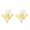 Bees Brass Micro Pave Cubic Zirconia Stud Earrings, Long-Lasting Plated, Lead Free & Cadmium Free, Real 18K Gold Plated, 8x10mm