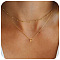 Bohemian Style Stainless Steel Double Layer Initial Pendant Necklaces, Golden, Letter P, 15.75~19.69 inch(40~50cm)