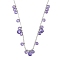 304 Stainless Steel Cubic Zirconia Teardrop & Flat Round Bib Ball Chain Necklaces for Women, Stainless Steel Color, Medium Purple, 17.28 inch(43.9cm)