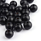 Dyed Natural Wood Beads, Round, Black, 10x9mm, Hole: 3.5mm, about 3000pcs/1000g